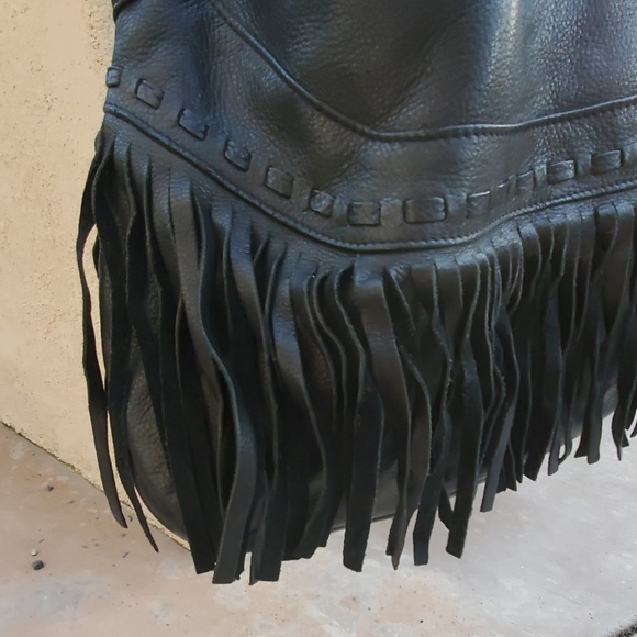 B. Makowsky black leather hobo slouch shoulder bag - Picture 5 of 8